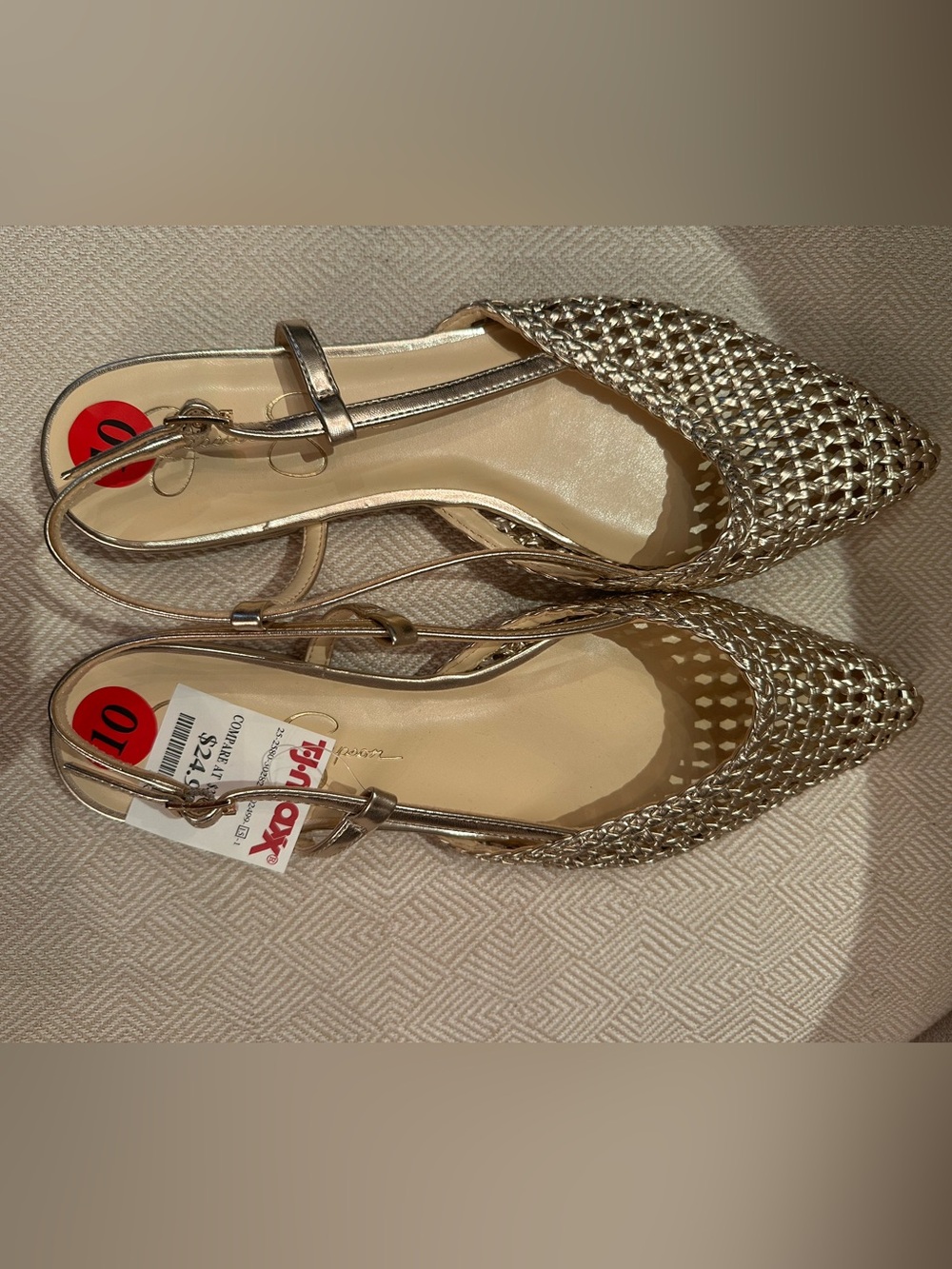 Jessica Simpson Metallic Gold Woven Slingback Flats